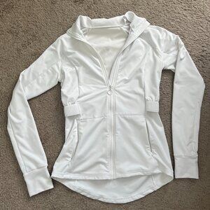 Fabletics White Zip-Up Athletic Jacket w/ Waist Detail